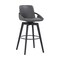 Armen Living Baylor 30" Gray Faux Leather and Black Wood Swivel Bar Stool LCBABABLGR30 - alternate 1